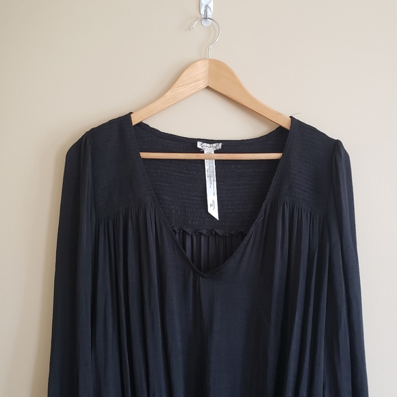 Free People Intimately Smockin' N Rockin' Black Satin Bodysuit - Picture 4 of 7
